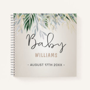 Neutral Greenery Personalisiert Memory Baby Book Notizblock
