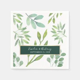 Neutral Greenery Wedding Napkins Serviette