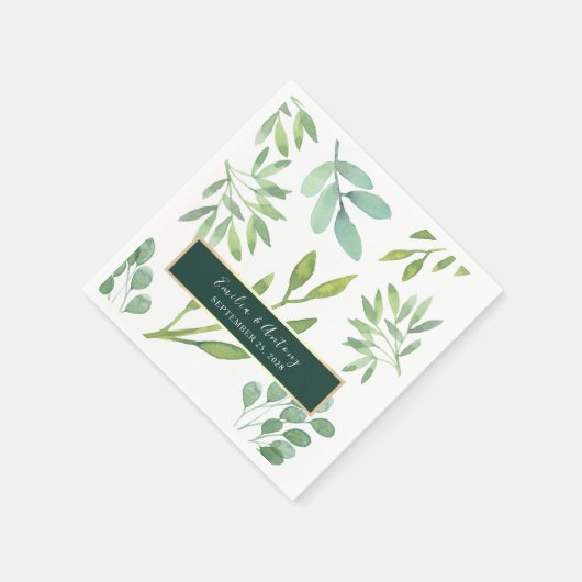 Neutral Greenery Wedding Napkins Serviette (Ecke)