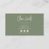 Neutral grüne Creme Minimalistisch Boho Chic Moder Visitenkarte (Rückseite)