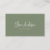 Neutral grüne Creme Minimalistisch Boho Chic Moder Visitenkarte (Vorderseite)