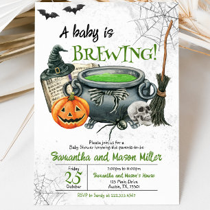 Neutral grüne Halloween-Kinderdusche Einladung