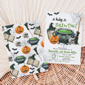 Neutral grüne Halloween-Kinderdusche Einladung