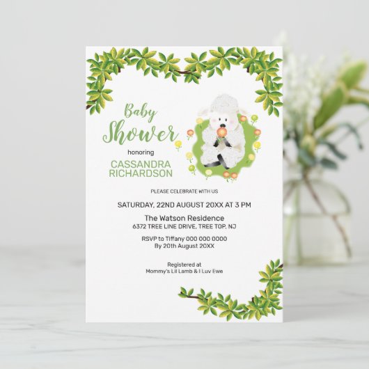 Neutral grüne Lambdusche Einladung (Stehend Vorderseite)