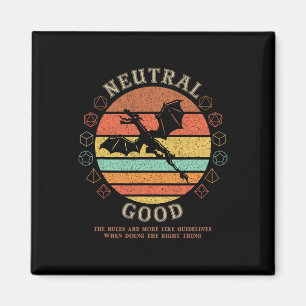Neutral Gut, das Richtige tun, Vintage-RPG-Spieler Magnet