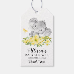 Neutral Happy Elephant Baby Shower Gabe Tag Geschenkanhänger