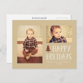 Neutral Happy Holidays Weihnachten 2 Foto Postkart (Vorne/Hinten)
