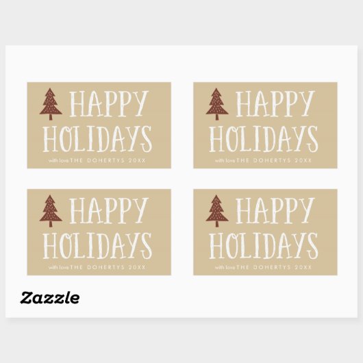 Neutral Happy Holidays Weihnachten Bäume Aufkleber (Blatt)