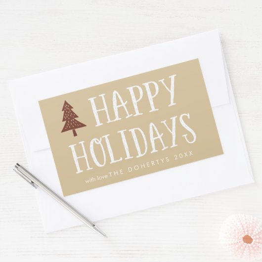 Neutral Happy Holidays Weihnachten Bäume Aufkleber (Umschlag)