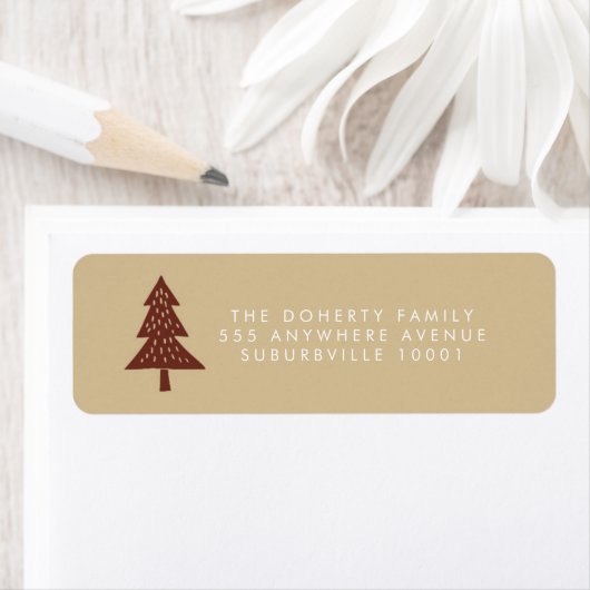 Neutral Happy Holidays Xmas Tree Address Labels (Insitu)