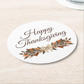 Neutral “Happy Thanksgiving” Paper Coaster Runder Pappuntersetzer (Angewinkelt)