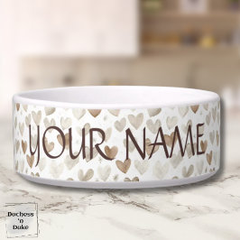 Neutral Heart Pattern Shabby Chic Haustier-Schüsse Napf