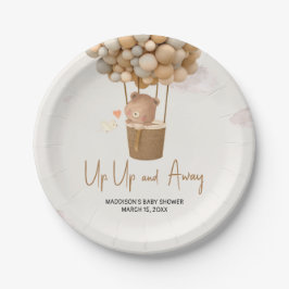 Neutral Hot Air Balloon Up and Away Baby Shower Pappteller