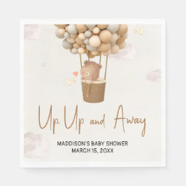 Neutral Hot Air Balloon Up and Away Baby Shower Serviette
