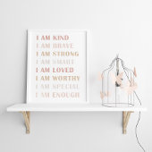 Neutral Ich bin eine nette Affirmation für Mädchen Poster