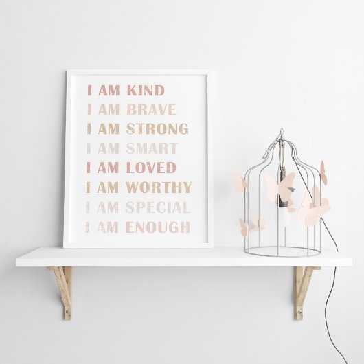 Neutral Ich bin eine nette Affirmation für Mädchen Poster