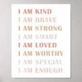 Neutral Ich bin eine nette Affirmation für Mädchen Poster (Vorne)