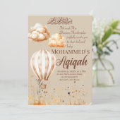 Neutral Islamisches Baby Aqiqah Einladung (Stehend Vorderseite)