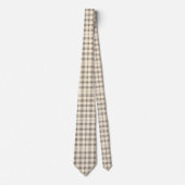 Neutral Ivory and Black Gingham Plaid Krawatte (Vorderseite)