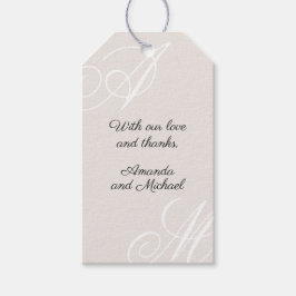 Neutral Ivory Beige Elegant Monogram Wedding Geschenkanhänger