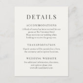 Neutral Ivory Minimalist Elegant Wedding Details Einladung (Vorderseite)