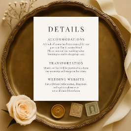 Neutral Ivory Minimalist Elegant Wedding Details Einladung