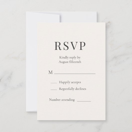 Neutral Ivory Minimalist Wedding RSVP  (Vorderseite)
