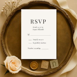 Neutral Ivory Minimalist Wedding RSVP  Karte