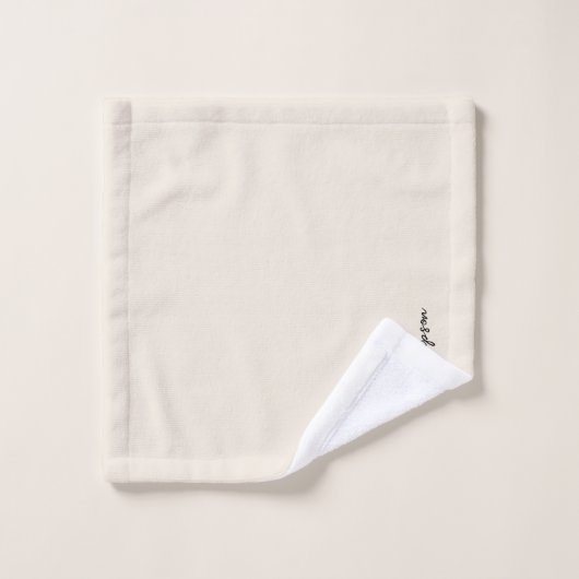 Neutral Ivory Modern Signature Script Monogram Badhandtuch Set (Waschlappen)