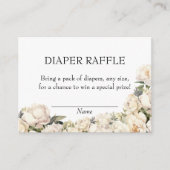 Neutral Ivory Peony Diaper Raffle Floral Begleitkarte (Vorderseite)