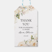 Neutral Ivory Peony Garden Thank You Geschenkanhänger (Vorderseite)