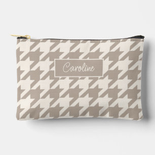 Neutral Ivory Taupe Beige Hahnentrittmuster Muster Zubehörtasche