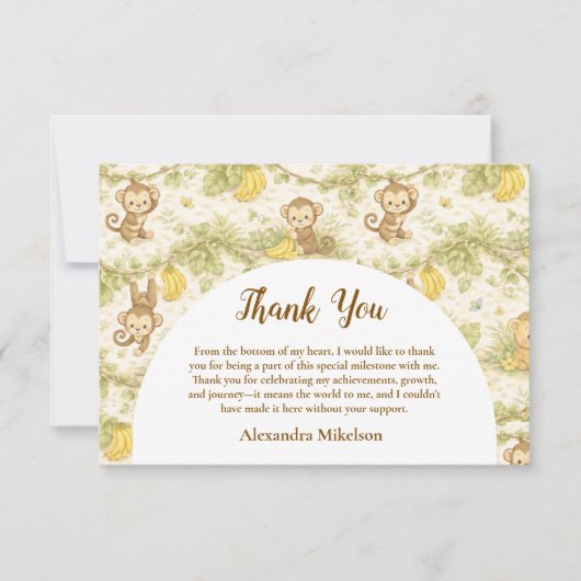 Neutral Jungle Animals Wild One Birthday Dankeskarte (Vorderseite)