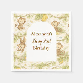 Neutral Jungle Animals Wild One Birthday Serviette