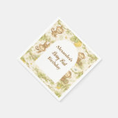 Neutral Jungle Animals Wild One Birthday Serviette (Ecke)