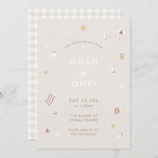 Neutral Kids Beach Pool Party Thema Geburtstag Einladung (Vorne/Hinten)