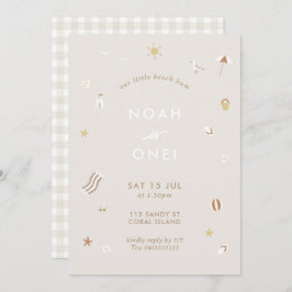 Neutral Kids Beach Pool Party Thema Geburtstag Einladung