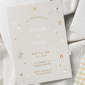 Neutral Kids Beach Pool Party Thema Geburtstag Einladung