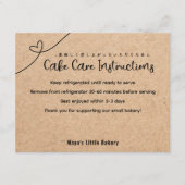 Neutral Kraft Bakery Cake Care Instructions Dankeskarte (Vorderseite)