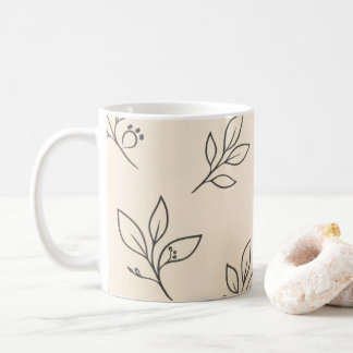 Neutral Leaf Mug | Beige Coffee Mug Kaffeetasse