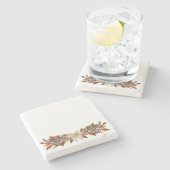 Neutral Leaf Thanksgiving Stone Coaster Steinuntersetzer (Seitenansicht)