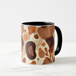 Neutral Leaves & Shapes Mug – Artistic Boho Patter Tasse