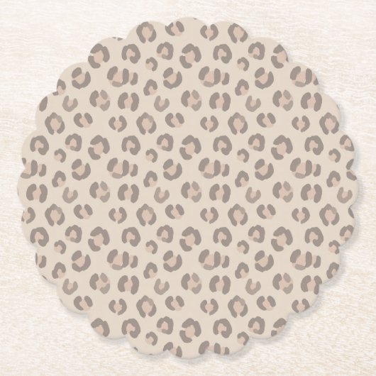 Neutral Leopard Print Pattern Untersetzer (Vorderseite)