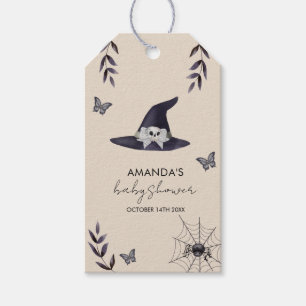 Neutral Little Boo Witch Hat Baby Shower Geschenkanhänger