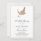 Neutral Little Bunny Moon Stars Babydusche Einladung (Vorderseite)