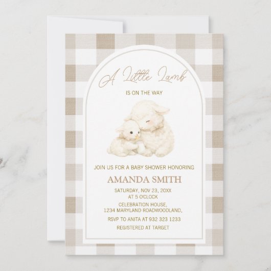 Neutral Little Lamb Baby Shower Invitation Einladung (Vorderseite)