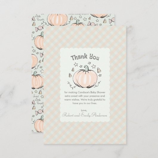 Neutral Little Pumpkin Baby Dusche Danke Karte (Vorne/Hinten)