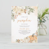 Neutral Little Pumpkin Baby Shower Einladung (Stehend Vorderseite)