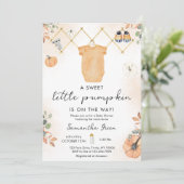 Neutral Little Pumpkin Baby Shower Einladung (Stehend Vorderseite)