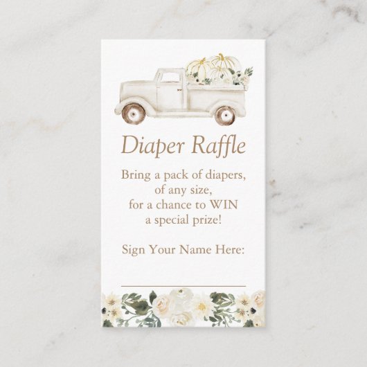 Neutral Little Pumpkin Diaper Raffle Ticket Begleitkarte (Vorderseite)